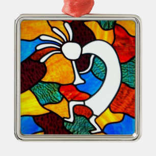 Adorno Metálico Cristal manchado de Kokopelli