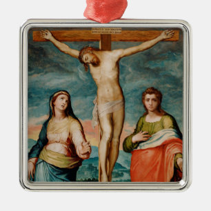 Adorno Metálico Cristo en la cruz con los santos
