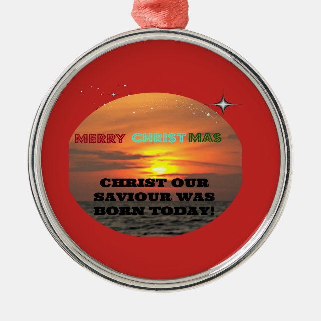 Adorno Metálico Cristo, nuestro salvador nació hoy (Frente)