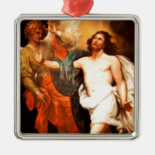 Adorno Metálico Cristo resucitado que mira hacia arriba