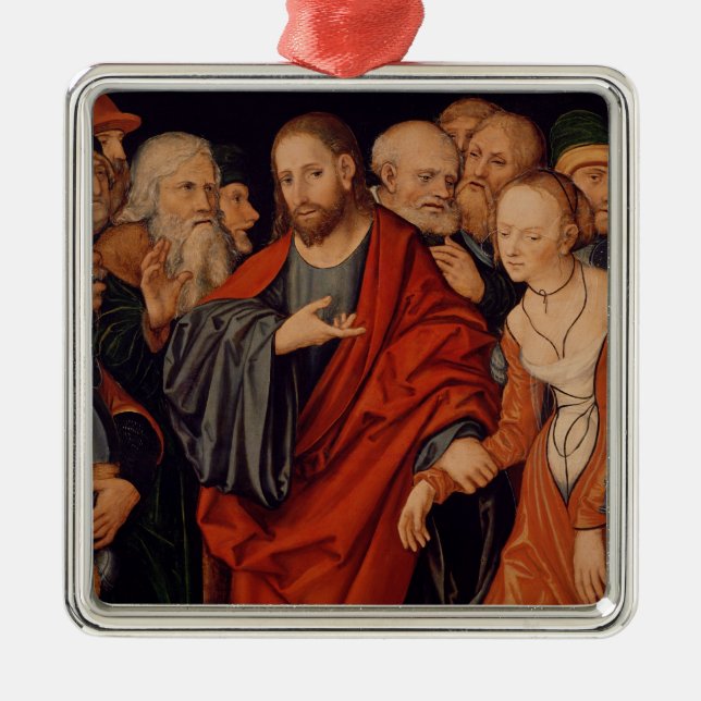 Adorno Metálico Cristo y el adulterio admitido mujer (Frente)