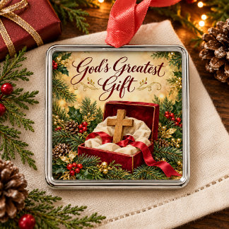Adorno Metálico Cruz de Navidad, el mayor regalo de Dios
