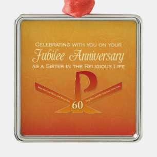 Adorno Metálico Cruz Nun Pax del 60º Aniversario Jubileo, Naranja