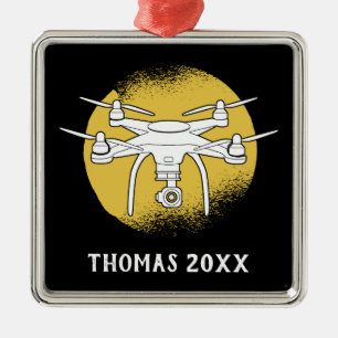 Adorno Metálico Cuadcopio multirotor piloto de drones personalizad