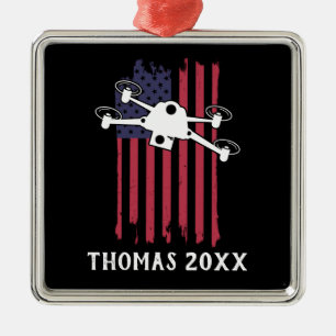 Adorno Metálico Cuadcopio multirotor piloto de drones personalizad