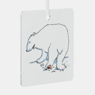 Adorno metálico cuadrado de oso polar