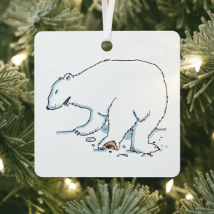 Adorno metálico cuadrado de oso polar