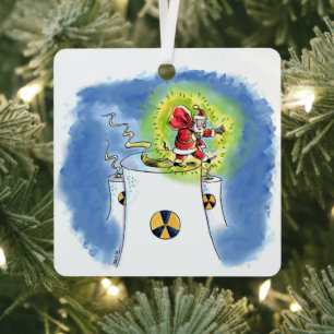 Adorno metálico cuadrado de Santa Claus nucleariza