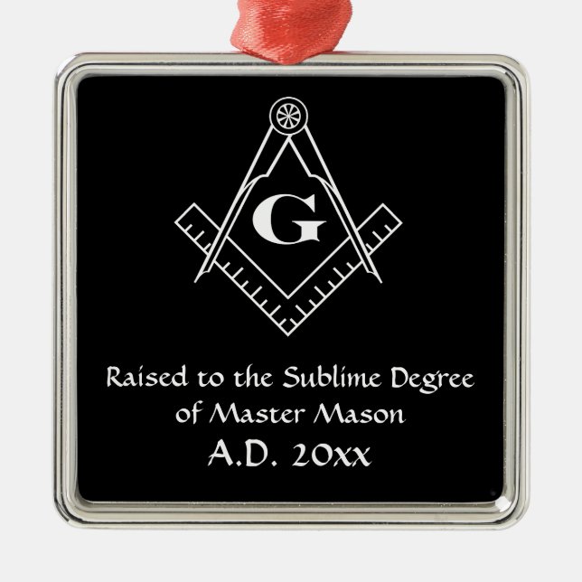 Adorno Metálico Cuadrado y compás con la inserción G (blanca) (Frente)