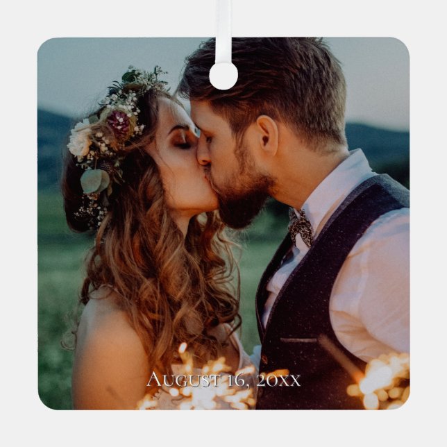 Adorno Metálico Cualquier Foto Personalizada con Fecha  (Anverso)
