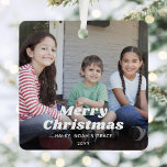 Adorno Metálico Cualquier tipo de fotografía de texto 2 foto simpl<br><div class="desc">Celebra las simples alegrías de las vacaciones con un adorno metalizado cuadrado de fotografía personalizado 2. Las imágenes y todo el texto de esta plantilla son fáciles de personalizar y pueden ser diferentes o iguales delante y detrás. Puede incluir cualquier texto, como Feliz Navidad, Felices Fiestas, Mis Primeras Navidades, Mejores...</div>