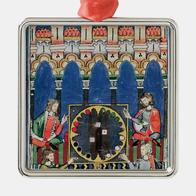 Adorno Metálico Cuatro jugadores árabes del backgammon (Frente)