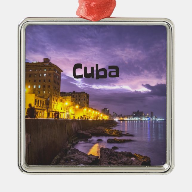 Adorno Metálico Cuba Havana Shoreline Citylights At Night (Frente)