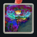 Adorno Metálico Cubierta acuática Midnight Purple Poppy<br><div class="desc">pintura romántica abstracta morada y acuarela verde azulada de adormidera de H Cooper</div>