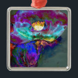 Adorno Metálico Cubierta acuática Midnight Purple Poppy<br><div class="desc">pintura romántica abstracta morada y acuarela verde azulada de adormidera de H Cooper</div>