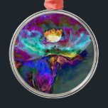 Adorno Metálico Cubierta acuática Midnight Purple Poppy<br><div class="desc">pintura romántica abstracta morada y acuarela verde azulada de adormidera de H Cooper</div>