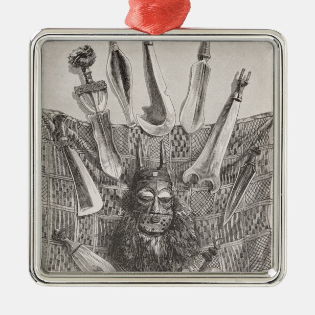 Adorno Metálico Cuchillos, máscara y estera de Congo superior (Frente)