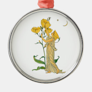 Adorno Metálico Cuento de Hadas Antiguo, Primula, Walter Crane