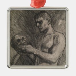 Adorno Metálico Cuerpo de un hombre sosteniendo un cráneo (por Alb