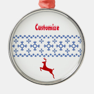 Adorno Metálico Cuidados copos de nieve azules venados rojos Thund