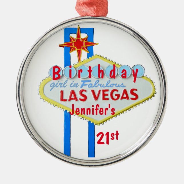 Adorno Metálico Cumpleaños 21 Las Vegas Pendant (Frente)