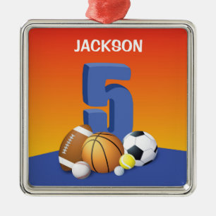 Adorno Metálico Cumpleaños 5º niño Balones deportivos