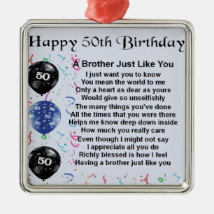 Adorno Metálico Cumpleaños del poema de Brother 50.o