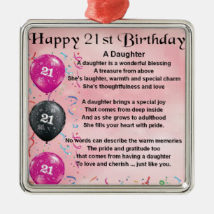 Adorno Metálico Cumpleaños del poema de la hija 21ro