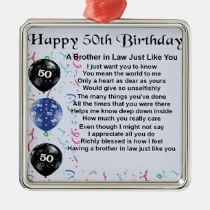 Adorno Metálico Cumpleaños del poema del cuñado 50.o