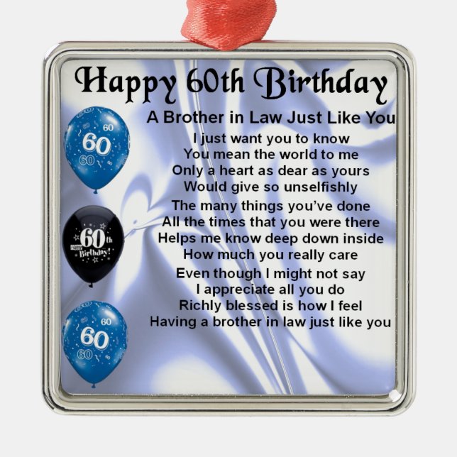 Adorno Metálico Cumpleaños del poema del cuñado 60.o (Frente)