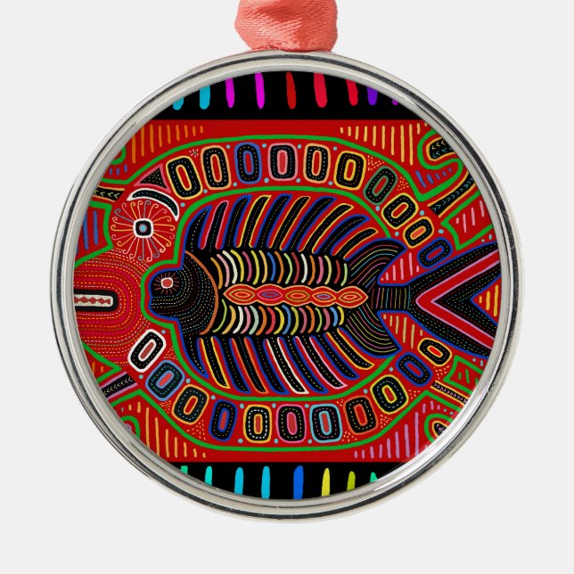 Adorno Metálico Cuna Indian Mola Flying Fish (Frente)