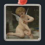 Adorno Metálico Cupido con mariposa (por Bouguereau)<br><div class="desc">Este diseño presenta un cuadro del artista francés William-Adolphe Bouguereau (1825-1905). Representa a Cupido, que es el antiguo dios romano del deseo, el amor sensual, la atracción y el afecto. Cupid es el hijo de la diosa del amor Venus y el dios de la guerra Marte. La contraparte griega de...</div>