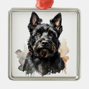 ADORNO METÁLICO CURAR CACHORRO DE PERRO TERRIER ESCOCÉS NEGRO