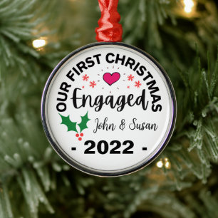 Adorno Metálico Custom Engaged Christmas, Engagement Personalized