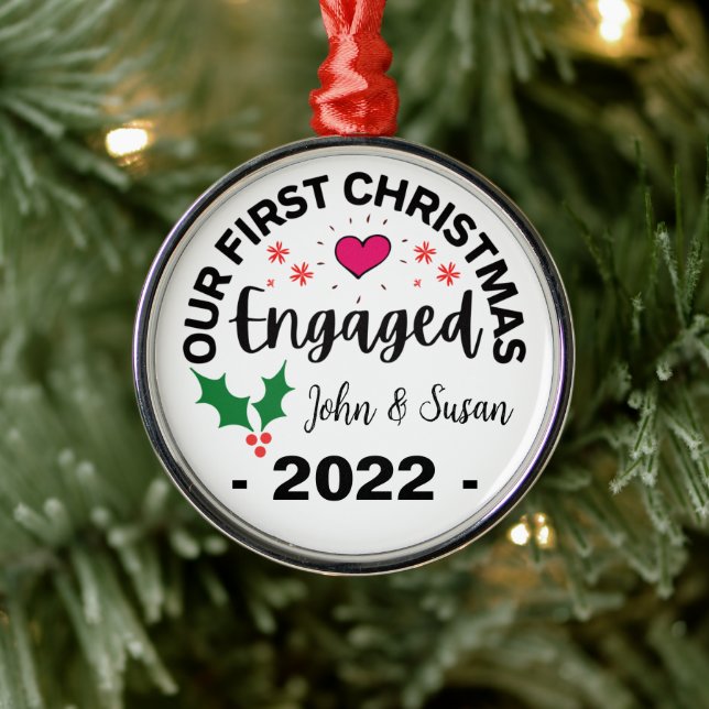 Adorno Metálico Custom Engaged Christmas, Engagement Personalized  (Árbol)