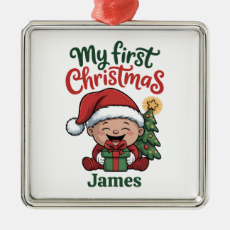 Adorno Metálico Custom Name Baby’s First Christmas
