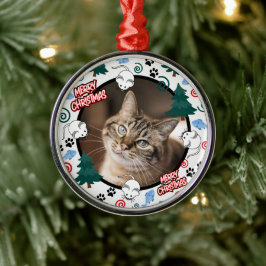 Adorno Metálico Custom Personalized Cat Pet Photo Christmas