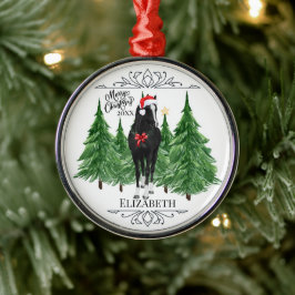 Adorno Metálico Custom Personalized Horse Watercolor Christmas