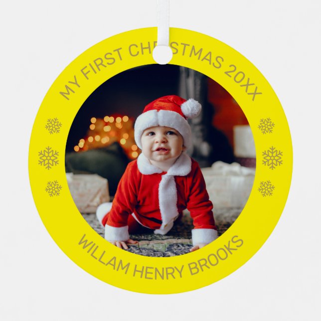 Adorno Metálico Custom Photo Metal Circle Christmas Ornament (Anverso)