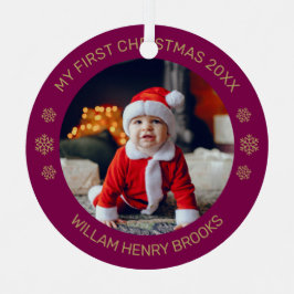 Adorno Metálico Custom Photo Metal Circle Christmas Ornament
