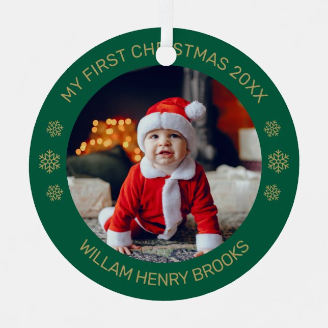 Adorno Metálico Custom Photo Metal Circle Christmas Ornament (Anverso)