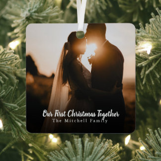 Adorno Metálico Custom Photo Text Couples First Christmas Together