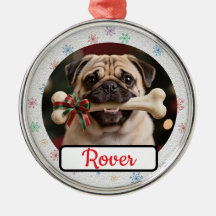 Customisable Dog And Bone Pet Owner's Round Xmas