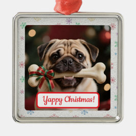 Adorno Metálico Customisable Dog And Bone Pet Owner's Square Xmas