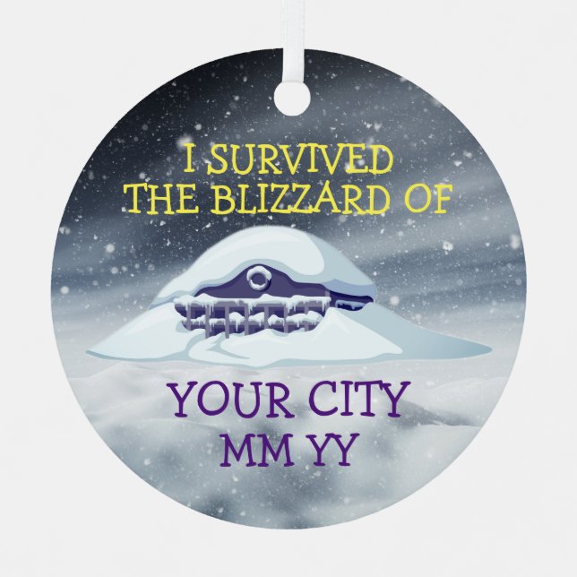 Adorno Metálico Customizable I survived the blizzard (Anverso)
