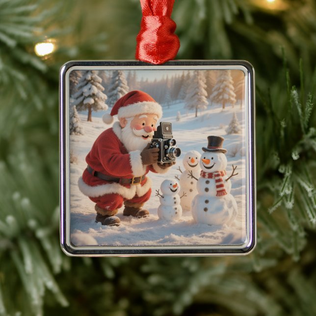 Adorno Metálico Customize Cute Santa Photographer (Árbol)