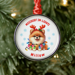 Adorno Metálico Cuta acuarela Pomerania Festividad Snowflakes Dog