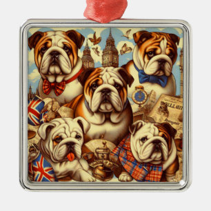 Adorno Metálico Cuta pintura de Bulldog en inglés