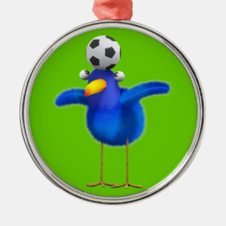Adorno Metálico Cute 3d Bird juega al fútbol (editable)
