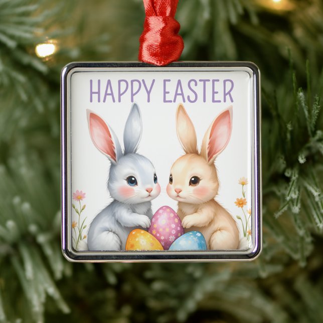 Adorno Metálico Cute acuarela Abundantes de Pascua Felices Pascuas (Árbol)